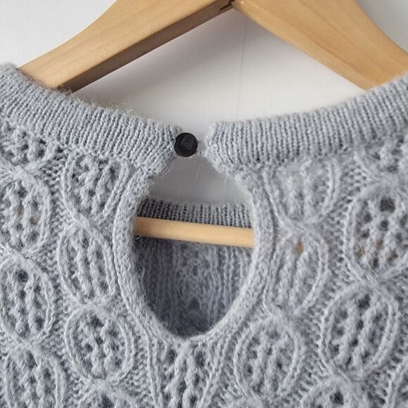 j crew BD619  sweater  womens size M Balloon-sleeve cable-knit - Picture 6 of 8